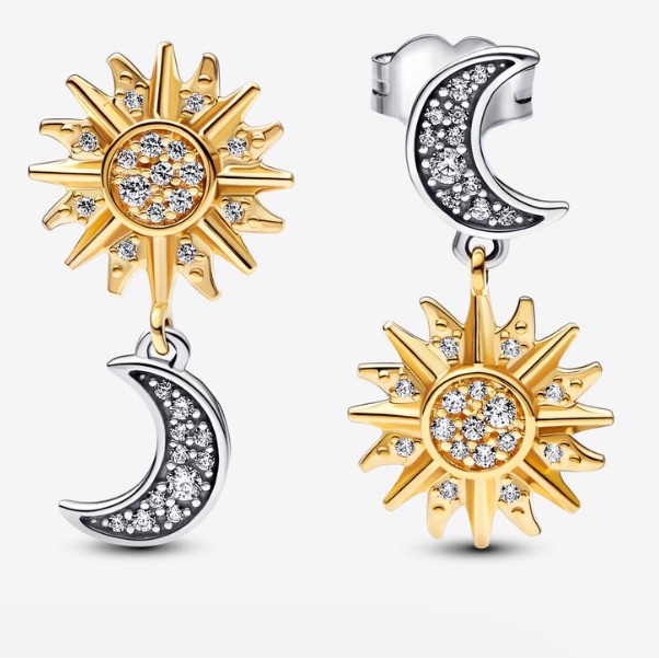 - - Sun & Moon Earrings 9.25 Sterling Silver